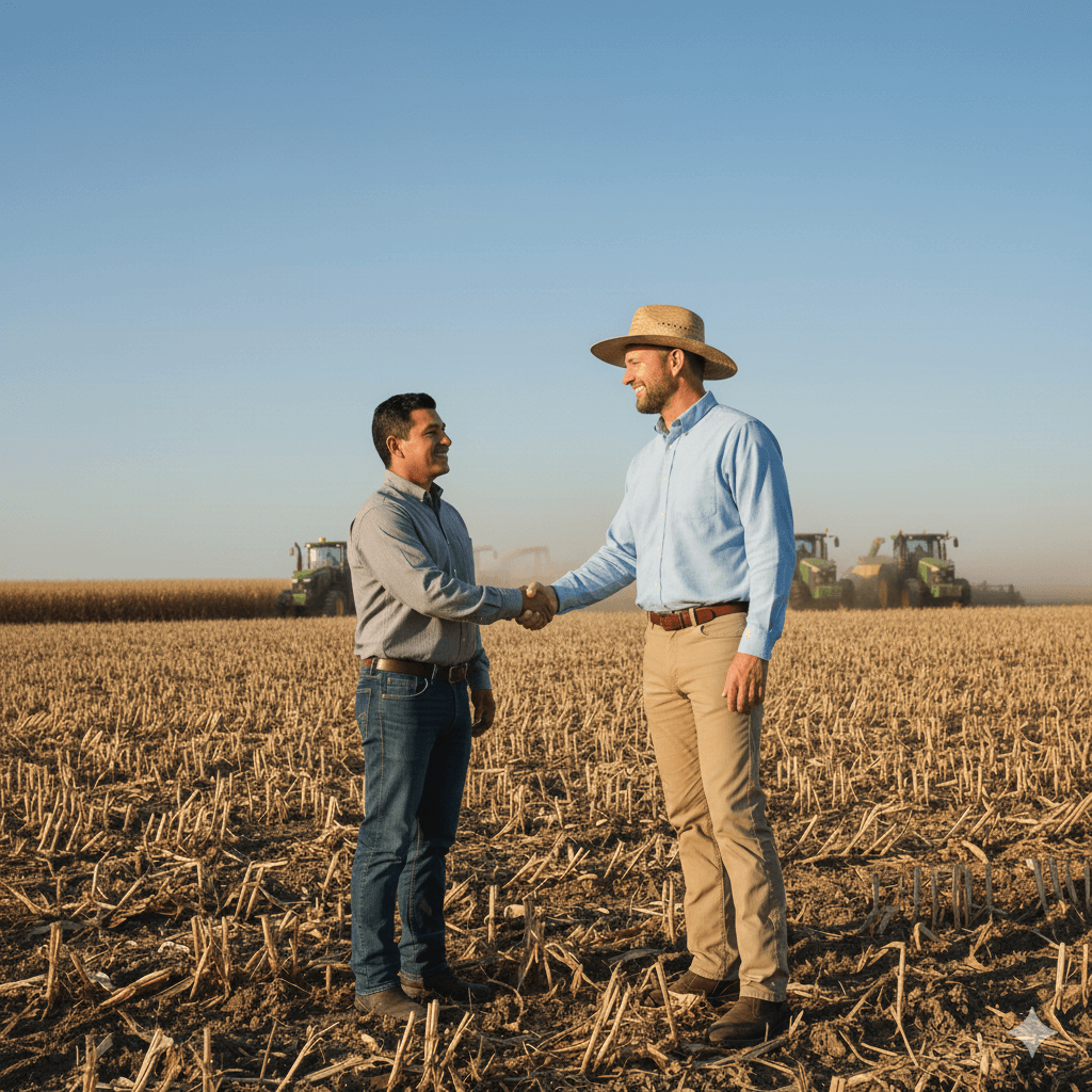 Image of farmers coming to an agreement